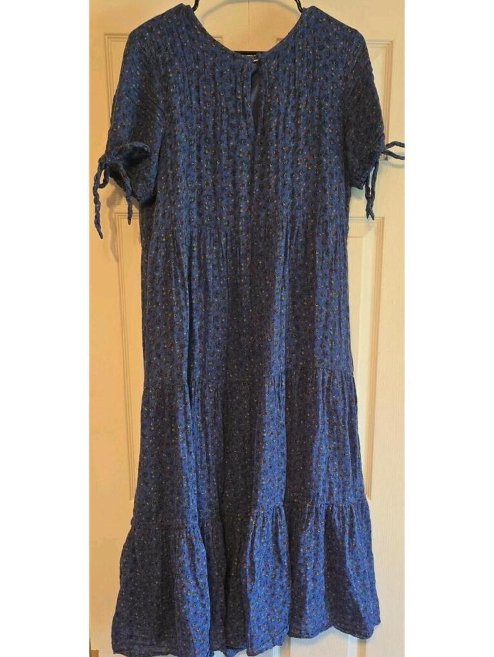 Madewell Tiered Cottage Core Prairie Maxi Dress Floral Boho Sz L Cotton Summer